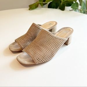 Browns Beige Suede Block Heel Sandals Size 7